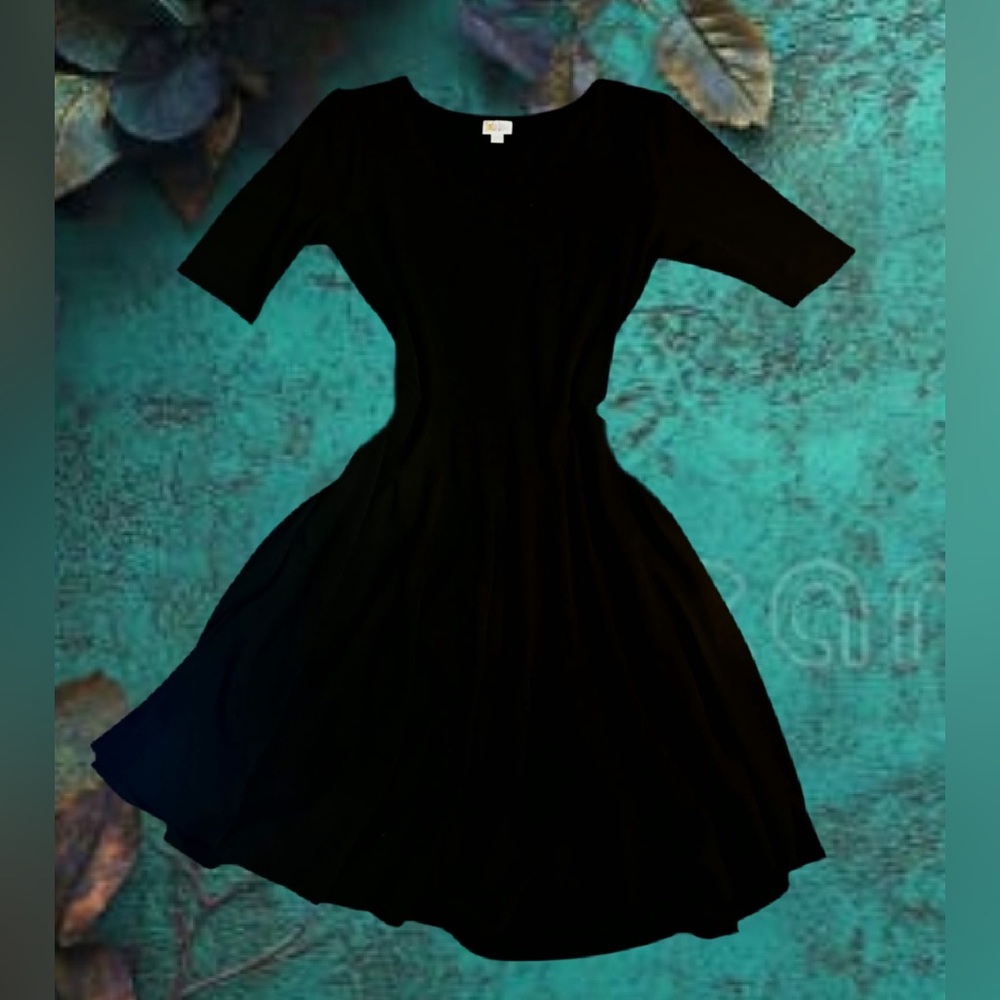 LuLaRoe Black Midi Fit-and-Flare Dress